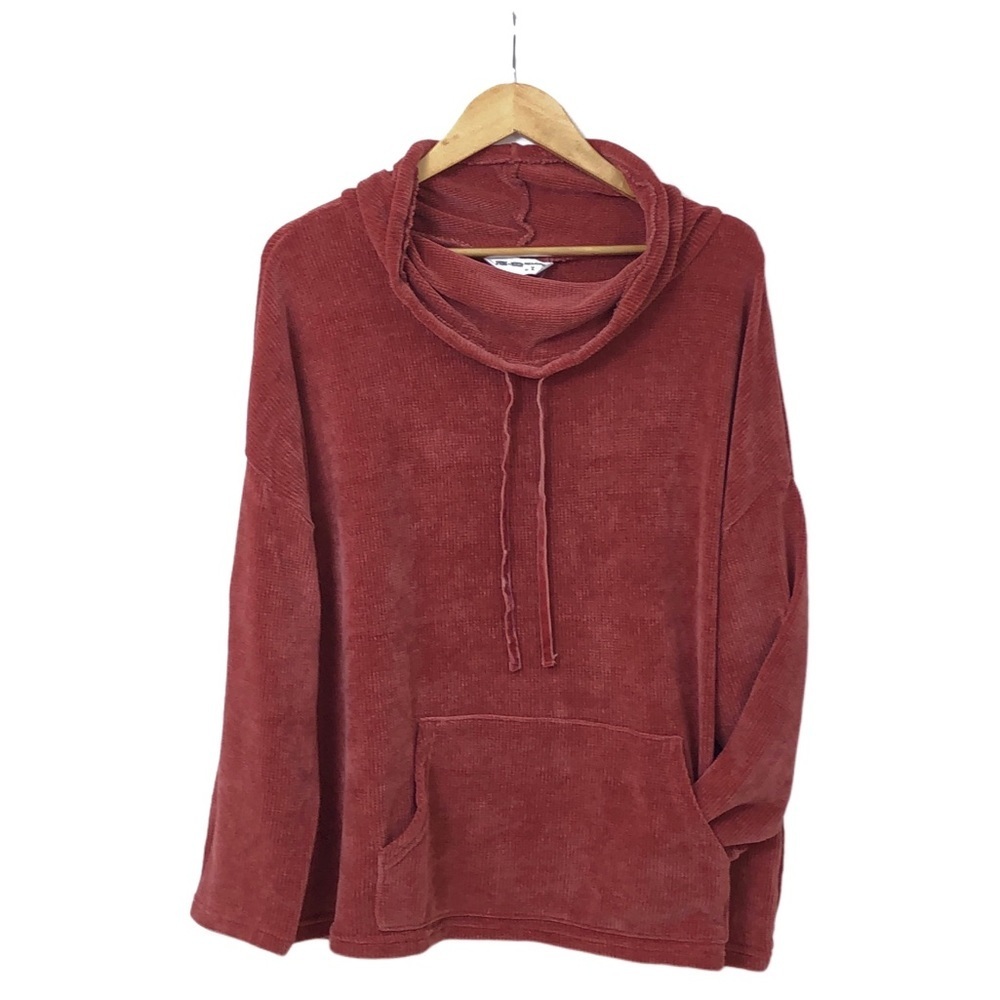 Spring + Mercer Fall Red Orange Oversized Chenille Cowl Neck Sweater L